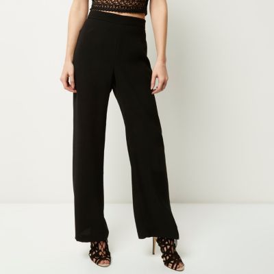 Black high waisted wide trousers